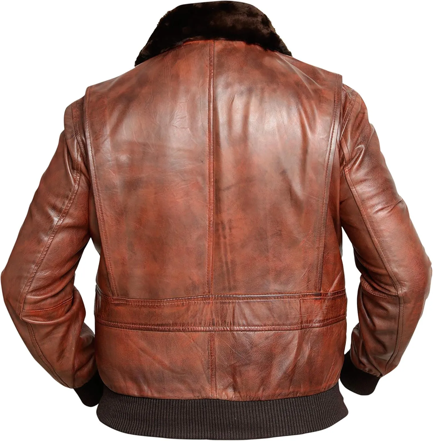 Men's Navy G-1 Distressed Leather Flight Bomber Jacket