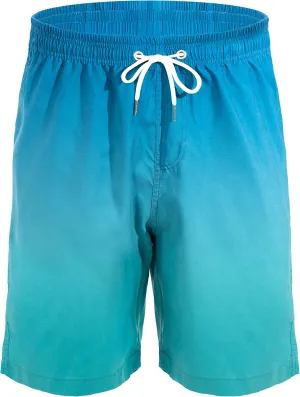 Mens Summer Beach Quick-Dry Board Shorts Color-Gradient Printed Swim Trunks