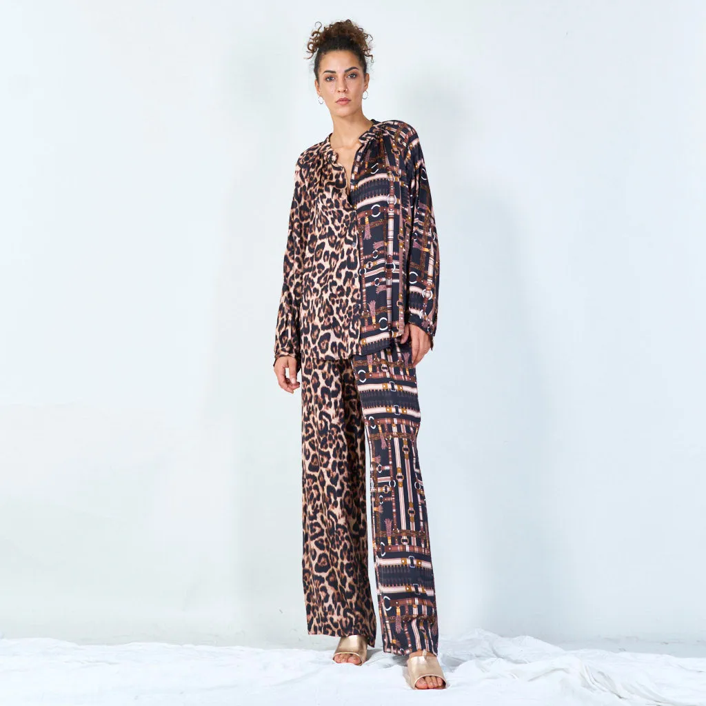 Mixed print oversized blouse wholesale