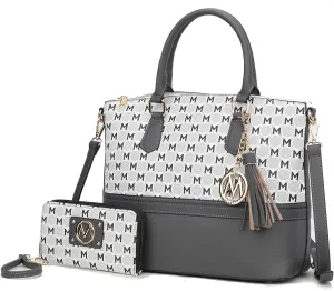 MKF Collection Tote Bag for Women & Wristlet Wallet Purse Set, Crocodile-Embossed Vegan Leather Top-Handle Handbag by Mia k