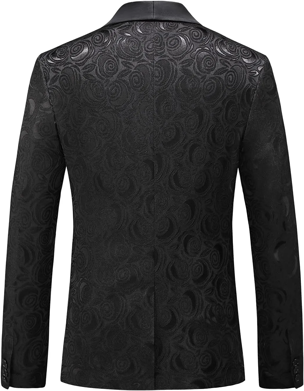 MOGU Mens Blazer Slim Fit Suit Jacket White Floral Jacquard Material