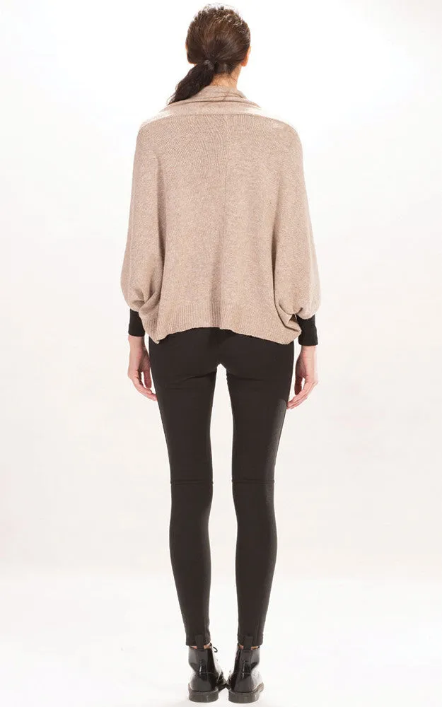 MSF1446 Tan Pocket Shrug Cardigan
