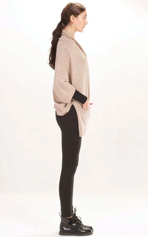 MSF1446 Tan Pocket Shrug Cardigan