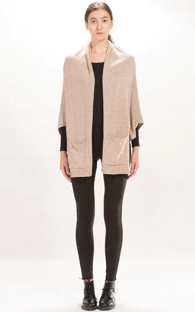 MSF1446 Tan Pocket Shrug Cardigan