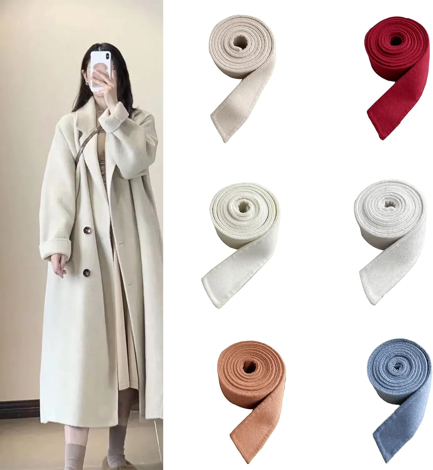 Muloo Women's Trench Coat With Belt - Woolen Overcoat for Adults in Multiple Colors