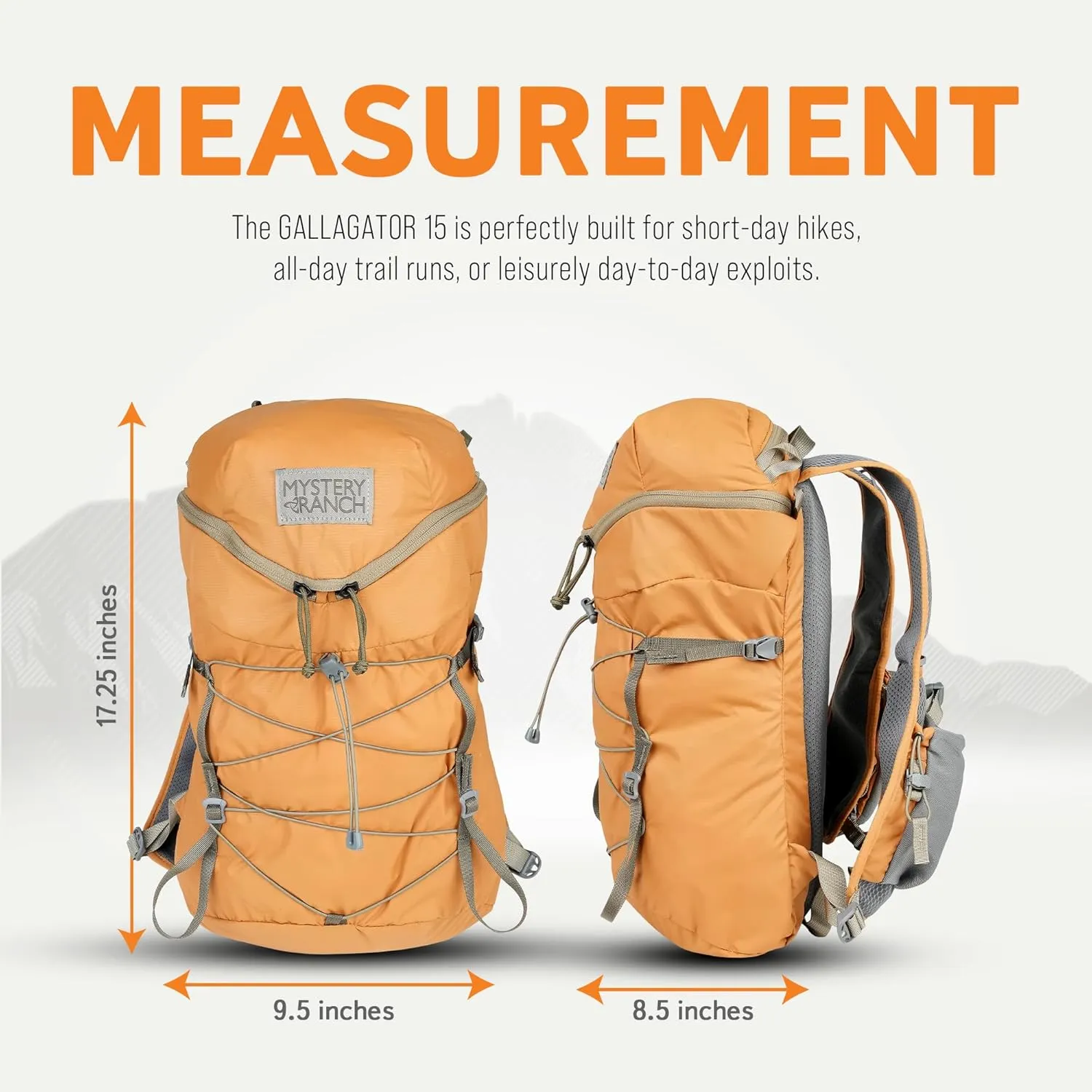 Mystery Ranch Gallagator 15 Travel Bag to Hiking Backpack Daypack, Fox, S/M