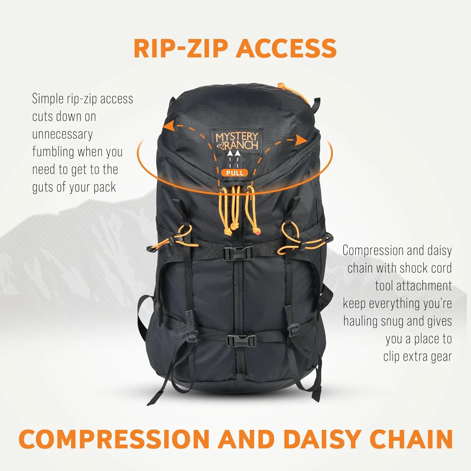 Mystery Ranch Gallagator 20 Daypack - Travel Bag to Hiking Backpack, Black, S/M