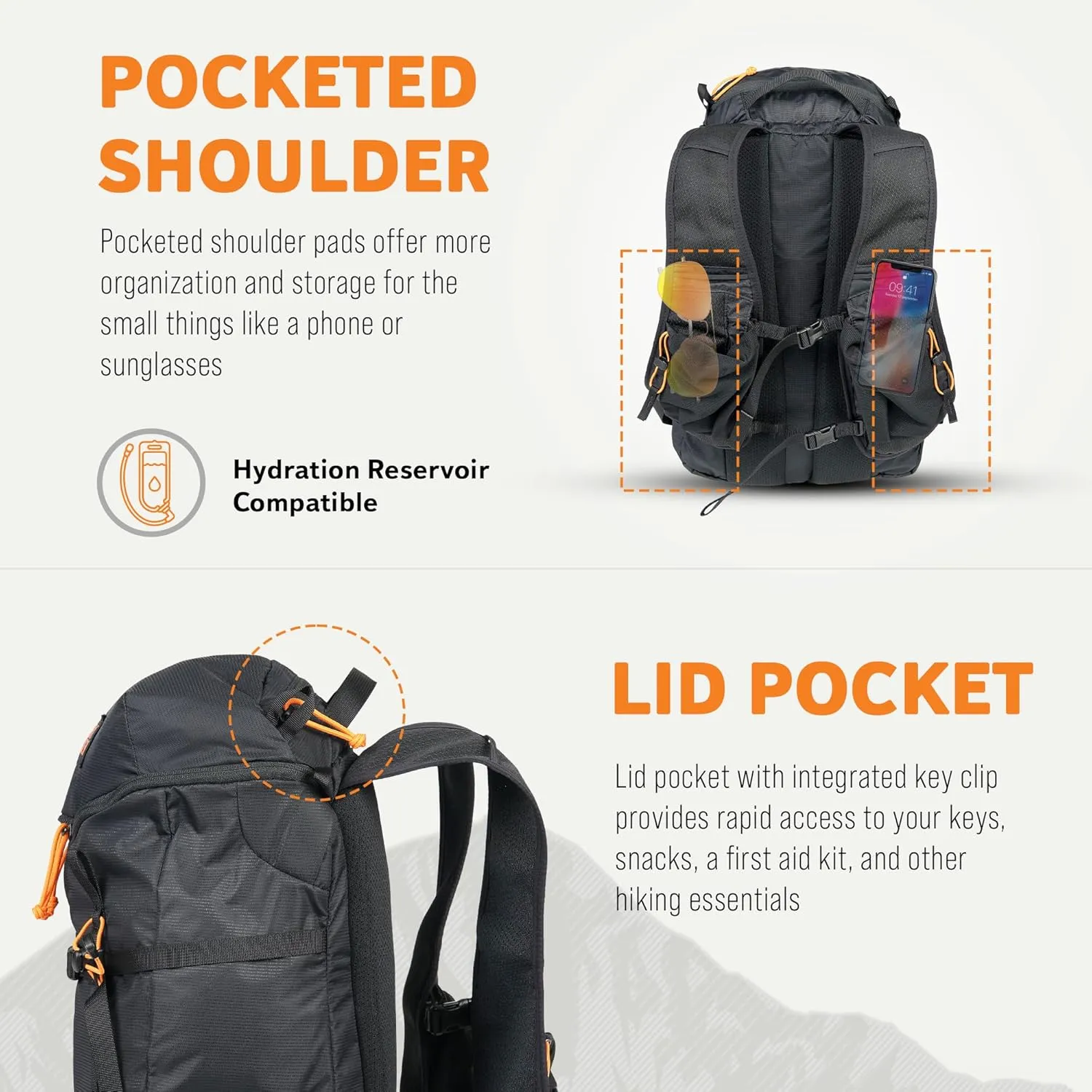 Mystery Ranch Gallagator 20 Daypack - Travel Bag to Hiking Backpack, Black, S/M