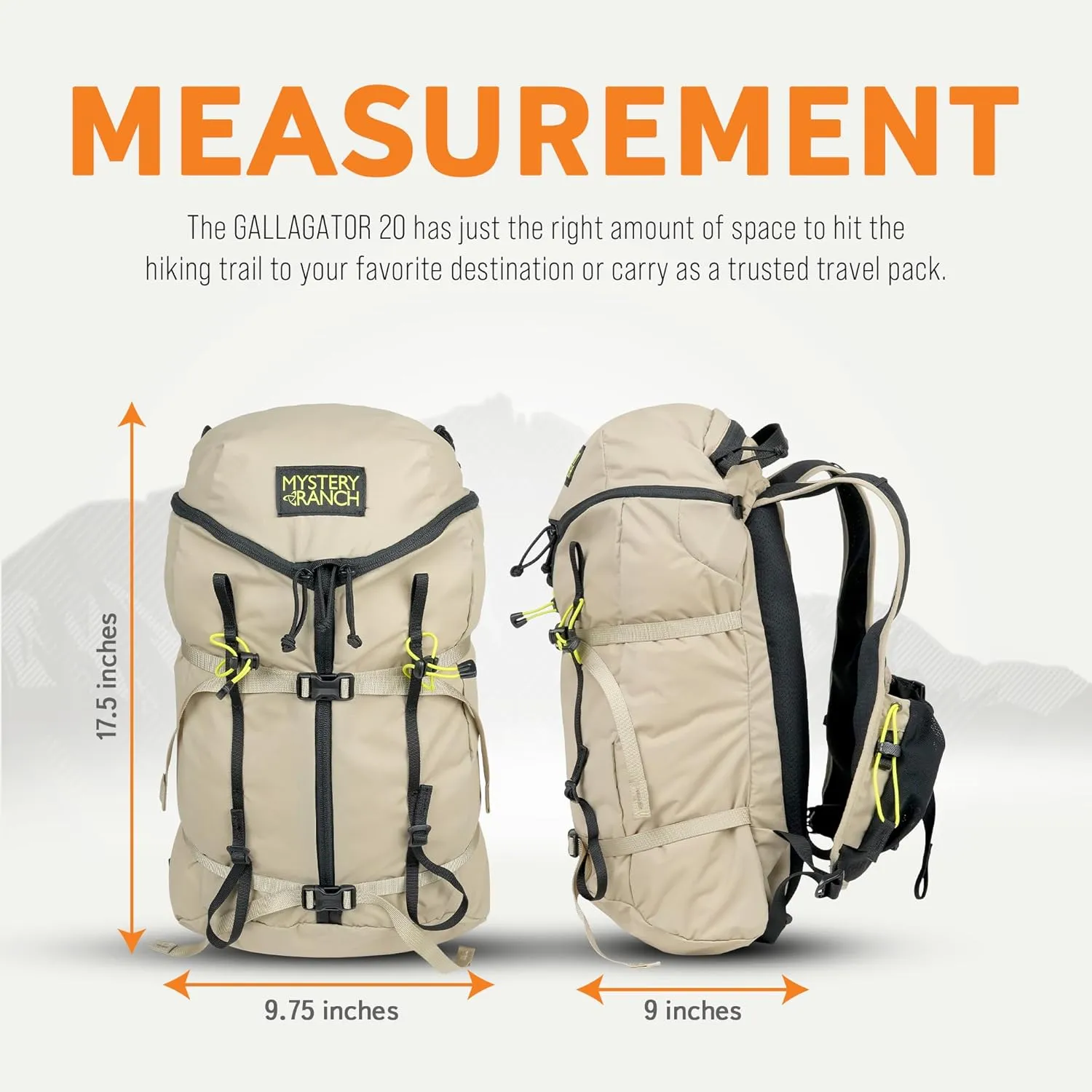 Mystery Ranch Gallagator 20 Daypack - Travel Bag to Hiking Backpack, Hummus Dobby, S/M