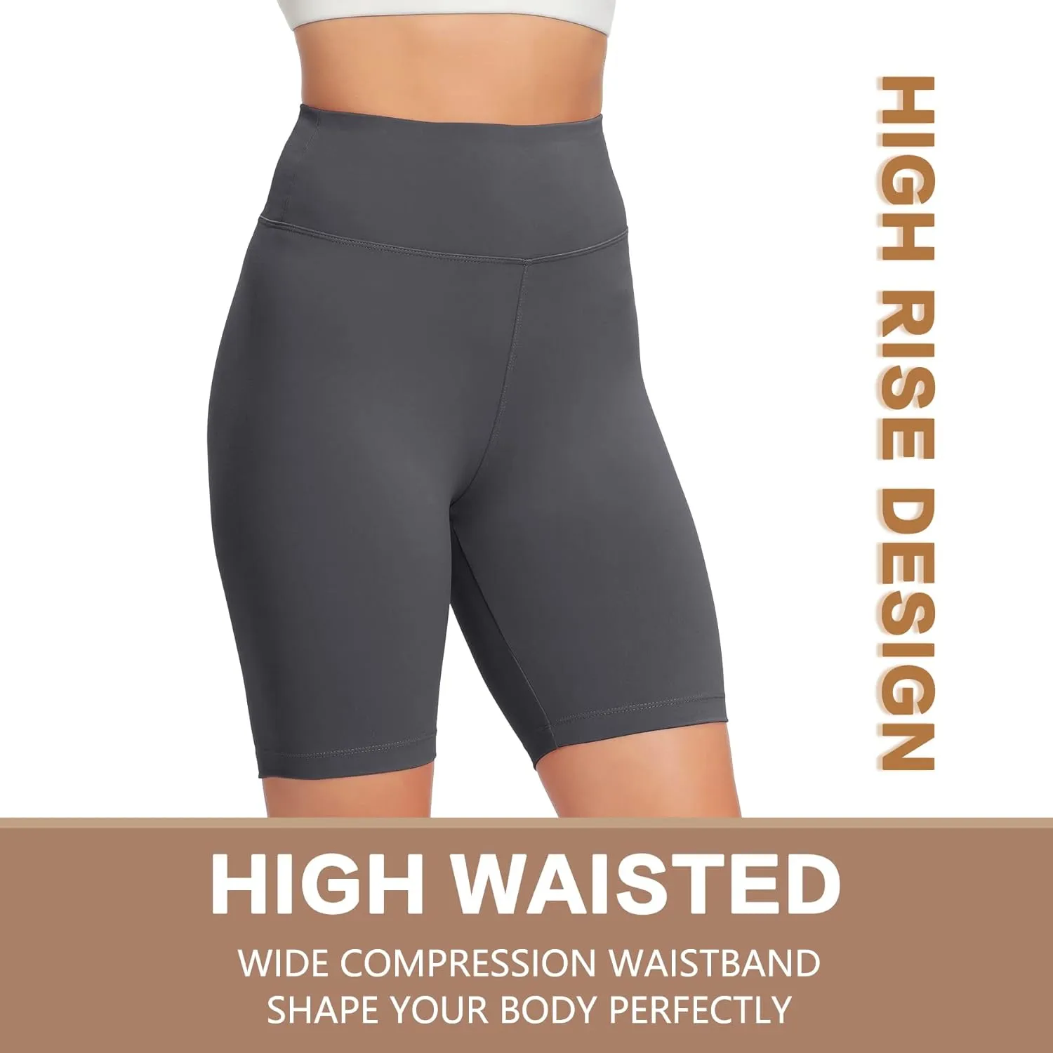 Natural Feelings Buttercloud 4 Pack Biker Shorts for Women-8" High Waist Tummy Control Workout Shorts Athletic Gym Yoga Pants