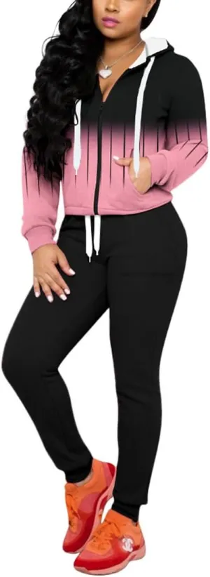 Nimsruc Two Piece Outfits For Women Jogging Suits Casual Jogger Tracksuit Long Sleeve Hoodie Sweatsuit Pants Sets