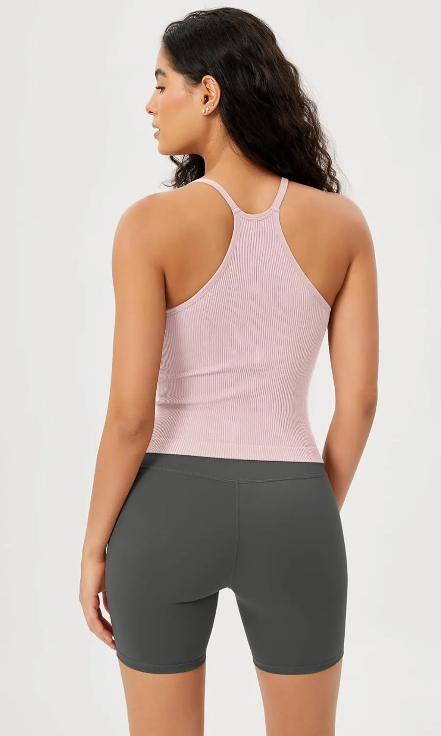 ODODOS Women's Crop Seamless Rib-Knit Camisole Strappy Racerback Cropped Tank Tops