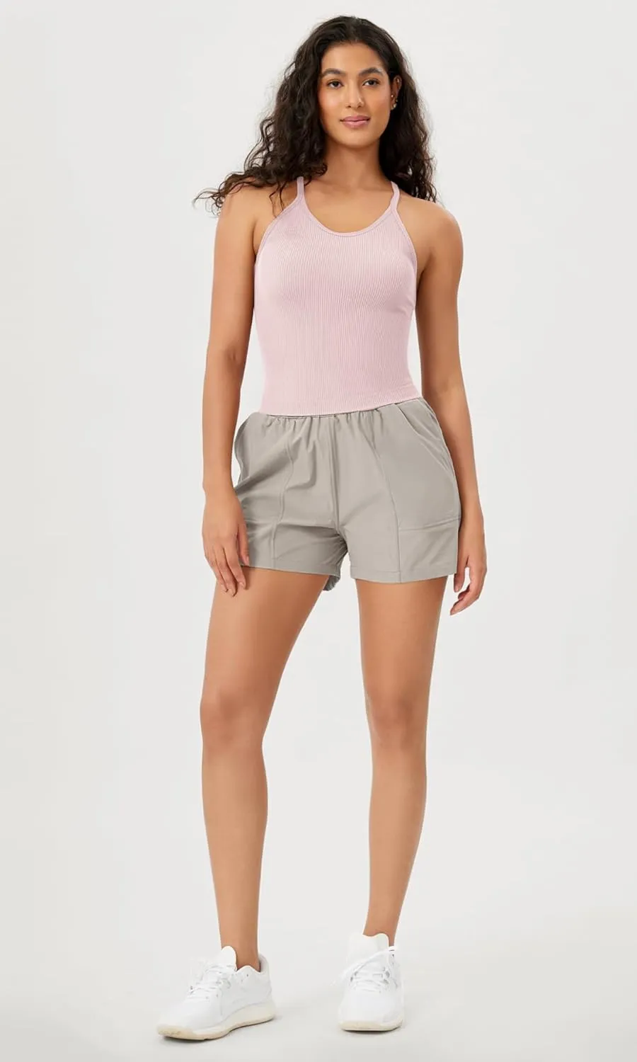 ODODOS Women's Crop Seamless Rib-Knit Camisole Strappy Racerback Cropped Tank Tops