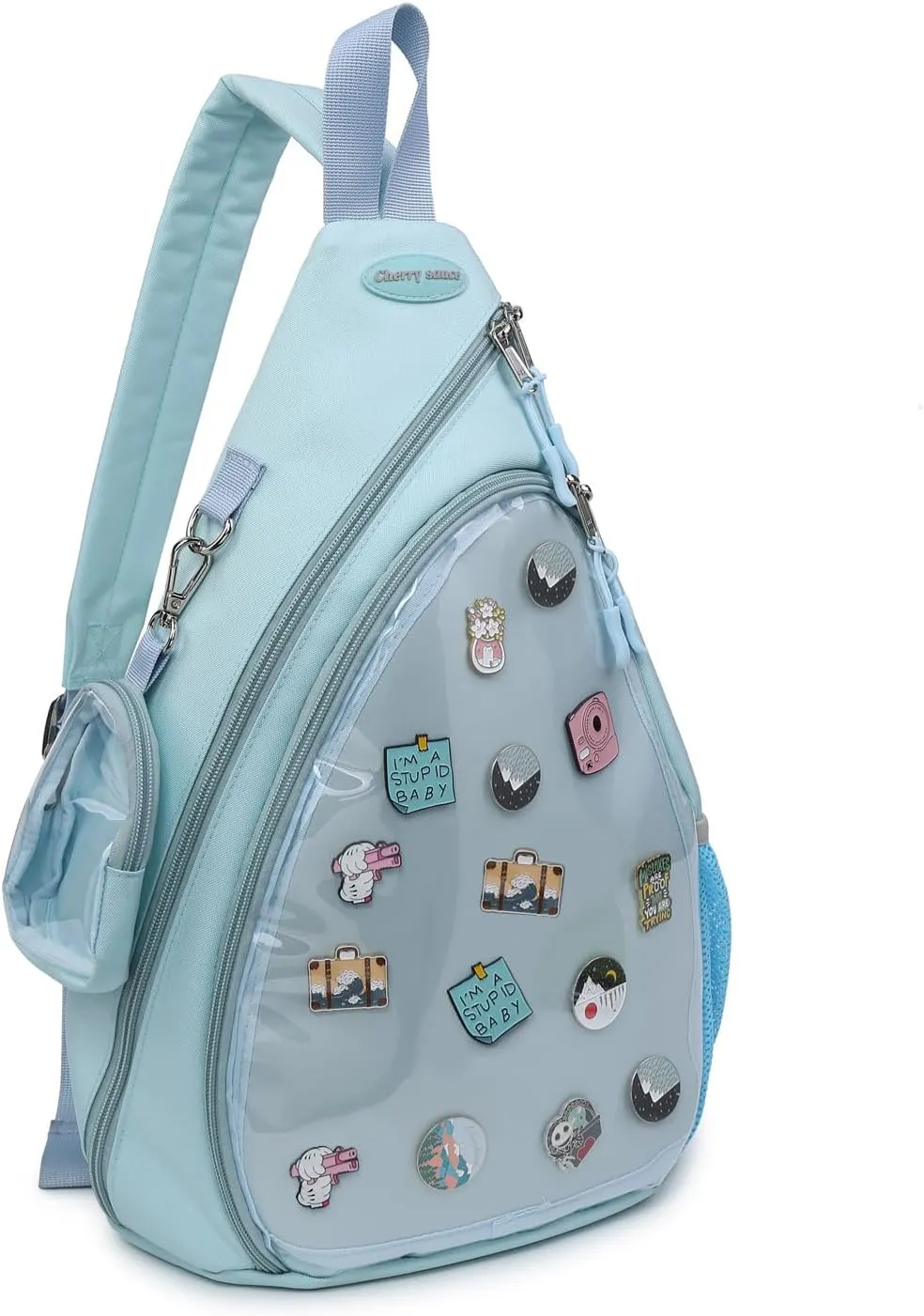 Oxford Ita Bag Kawaii Pin Display Chest Pack Single Shoulder Bag Sport Backpack Hiking Daypack, Medium