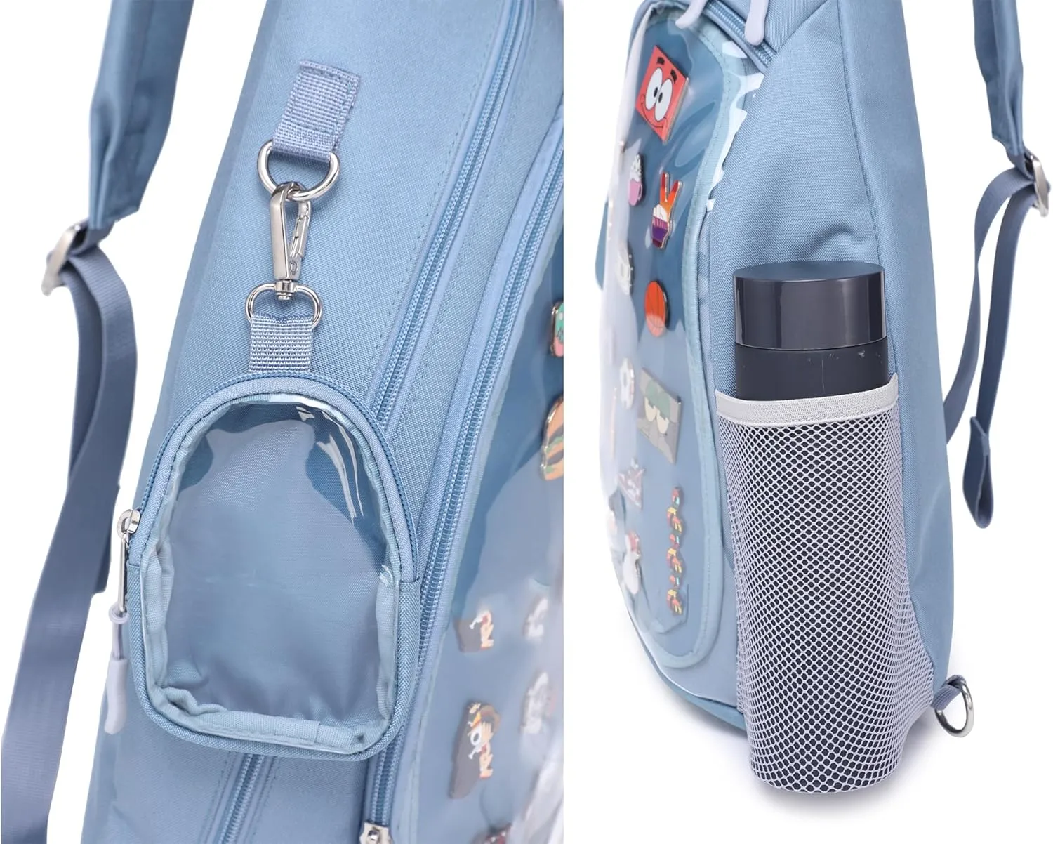 Oxford Ita Bag Kawaii Pin Display Chest Pack Single Shoulder Bag Sport Backpack Hiking Daypack, Medium