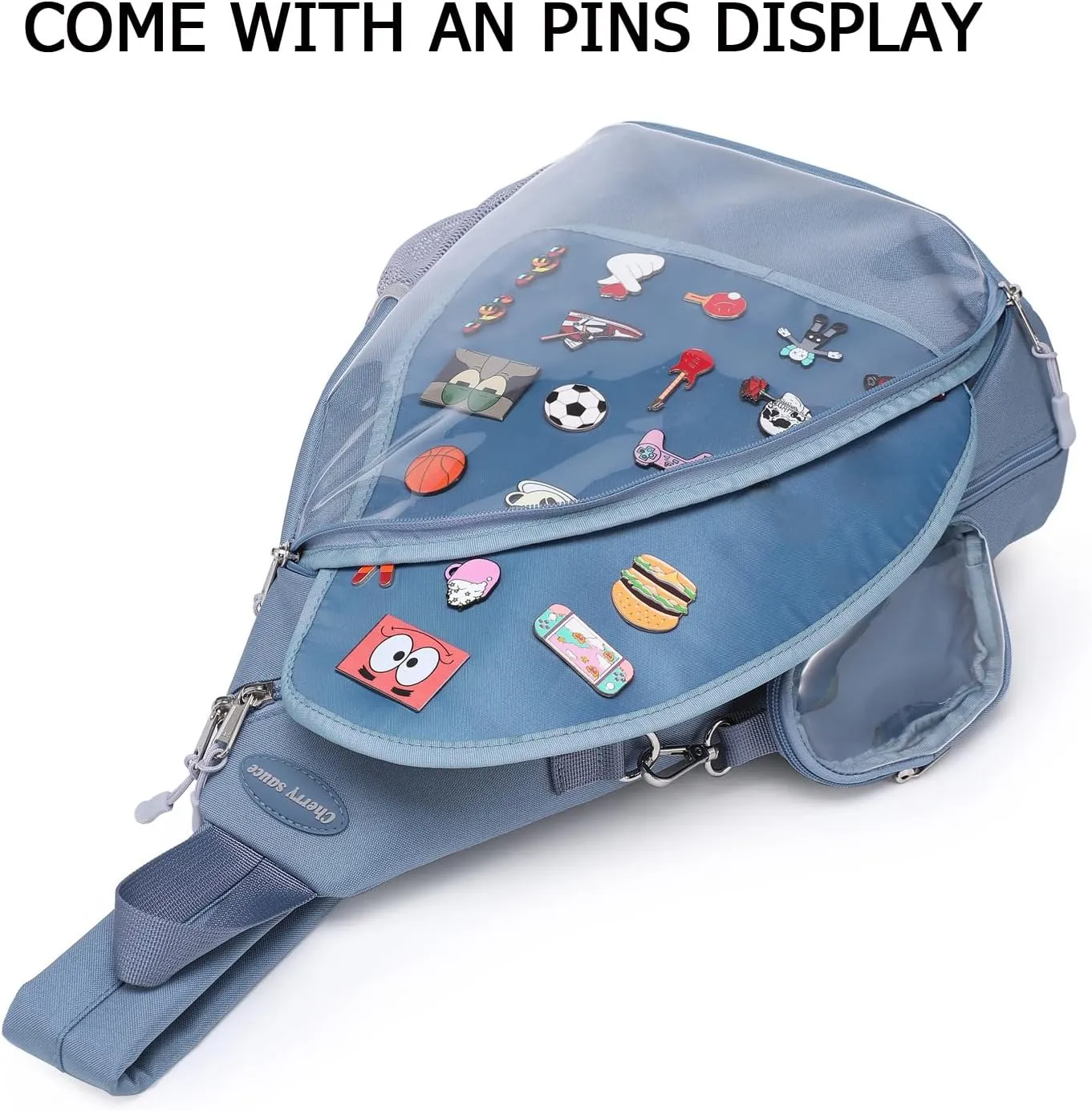 Oxford Ita Bag Kawaii Pin Display Chest Pack Single Shoulder Bag Sport Backpack Hiking Daypack, Medium