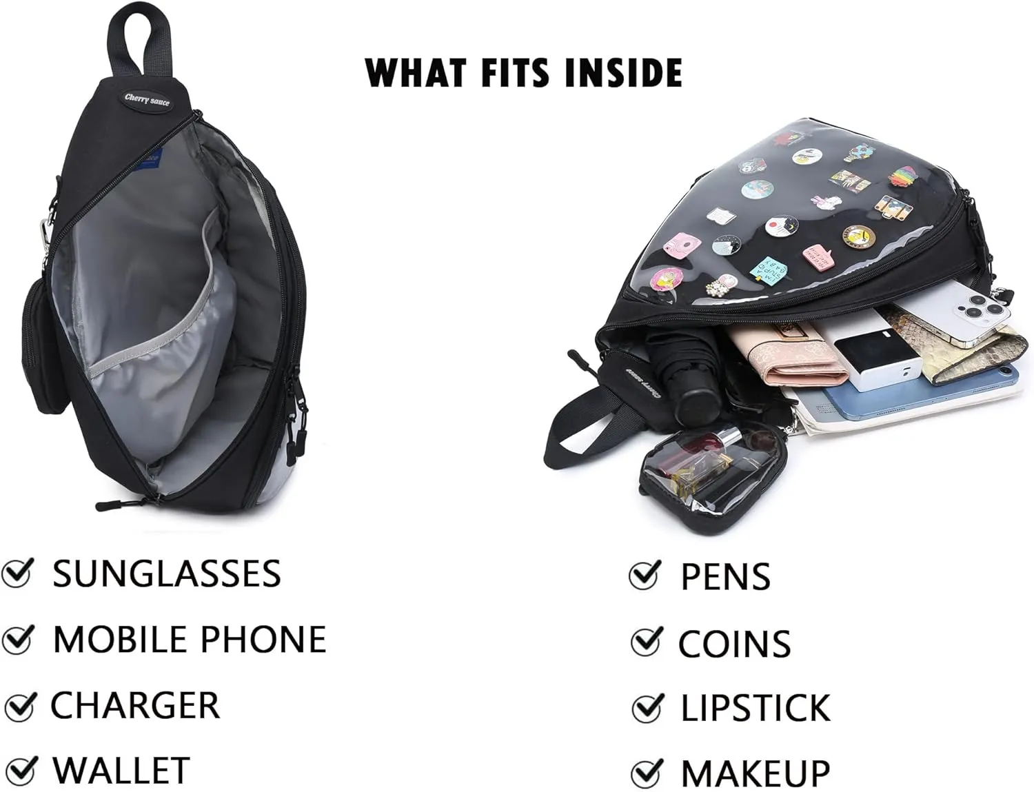 Oxford Ita Bag Kawaii Pin Display Chest Pack Single Shoulder Bag Sport Backpack Hiking Daypack, Medium
