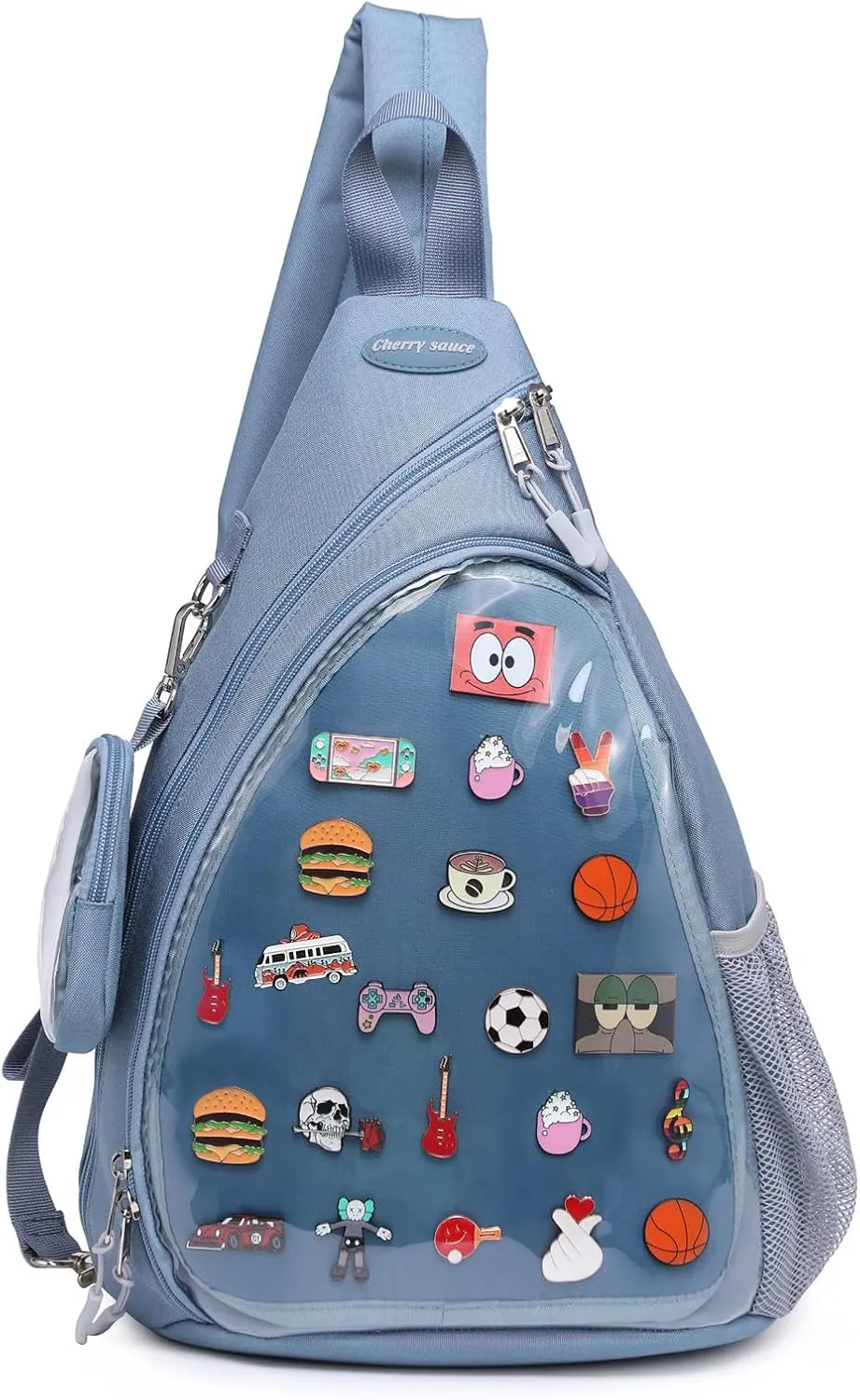 Oxford Ita Bag Kawaii Pin Display Chest Pack Single Shoulder Bag Sport Backpack Hiking Daypack, Medium