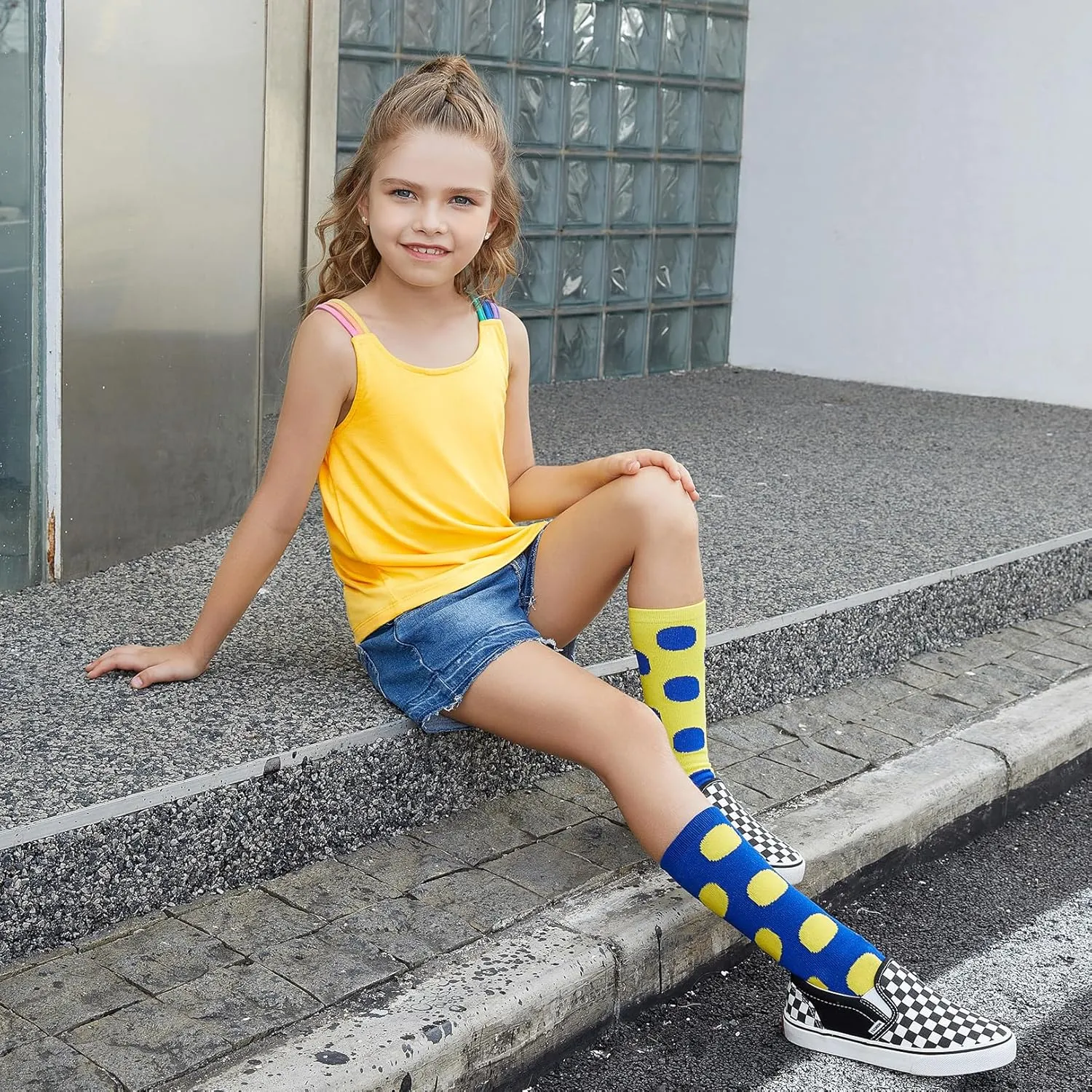 Perfashion Girls Tank Tops Rainbow Camisole High Low Hem Basic Shirt Yoga Gymnastics Dancewear for 4-13 Years