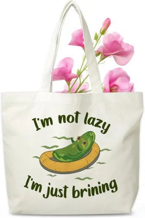 Pickles Canvas Tote Bag, Dill Pickle Grocery Bag, Farmers Market Tote, Pickle Beach Bag Gifts For Women Pickle Lovers Friends Family, Funny Spring Summer Party Reusable Shopping Bag, 07