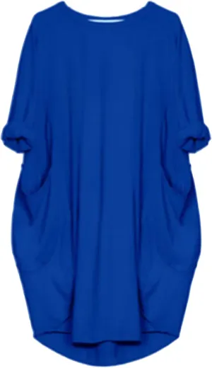 Plus Size Dresses for Women Oversized T Shirt Midi Dress Roll-Up Sleeve Crewneck Dress Baggy Dresses with Pockets