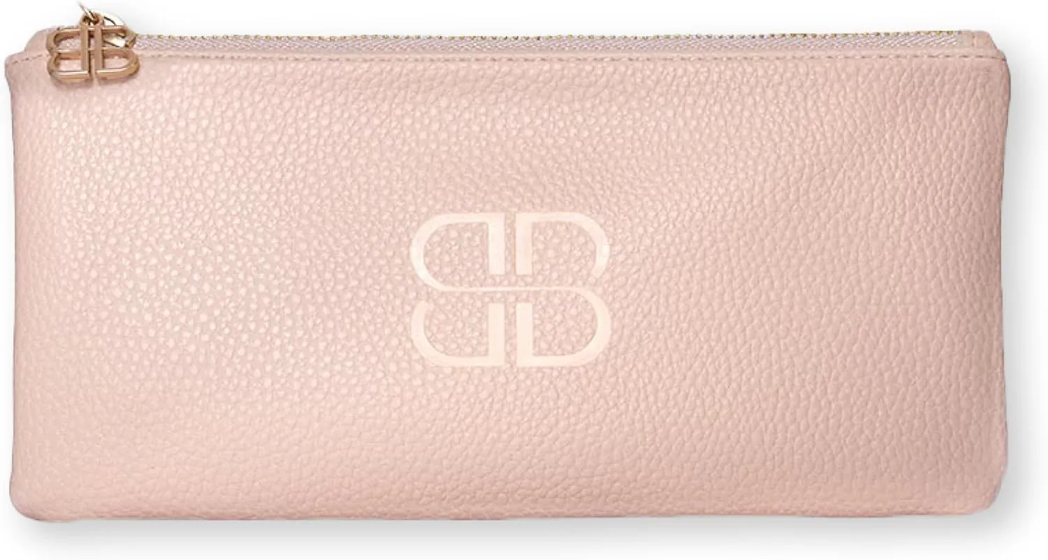 Pouch - Makeup Pouch for Make Up, Brushes and Skincare - Makeup Organizer Bag for Travelling - Vegan Leather Makeup Bag, Nude