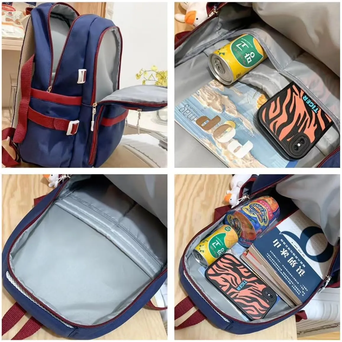 Preppy Backpack with Pendant Aesthetic Cute College Backpack Trendy Smile Face Laptop Bag Korean Lightweight Daypack (Black,One Size)