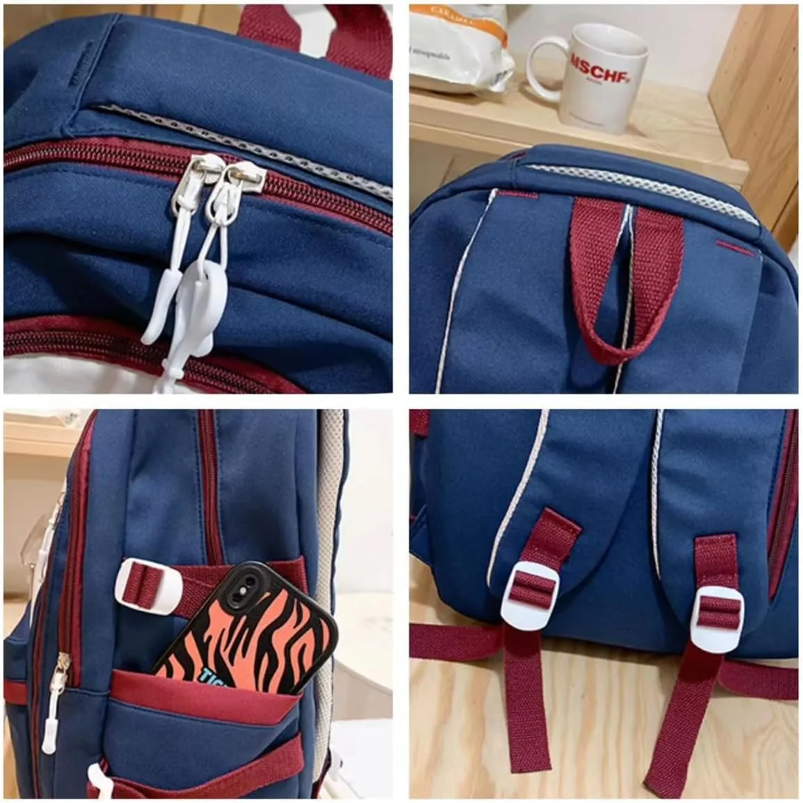 Preppy Backpack with Pendant Aesthetic Cute College Backpack Trendy Smile Face Laptop Bag Korean Lightweight Daypack (Black,One Size)