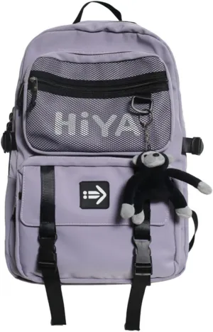 Preppy Backpack Y2K Aesthetic College Backpack Cool Trendy Japanese Harajuku Techwear Daypack Fit 15.6 Inch Laptop (Purple,One Size)
