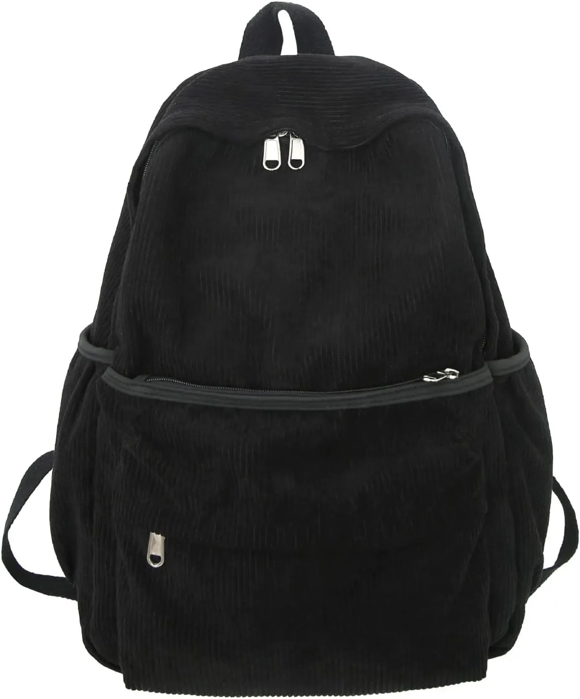 Preppy Corduroy Backpack Aesthetic Backpack 15.6 inch Laptop College Backpack Cute Book Bag Travel Rucksack Daypack (One Size,Black)