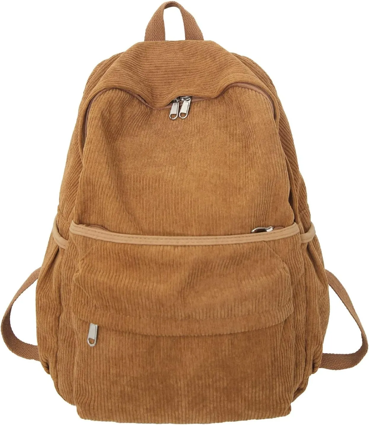 Preppy Corduroy Backpack Aesthetic Backpack 15.6 inch Laptop College Backpack Cute Book Bag Travel Rucksack Daypack (One Size,Brown)