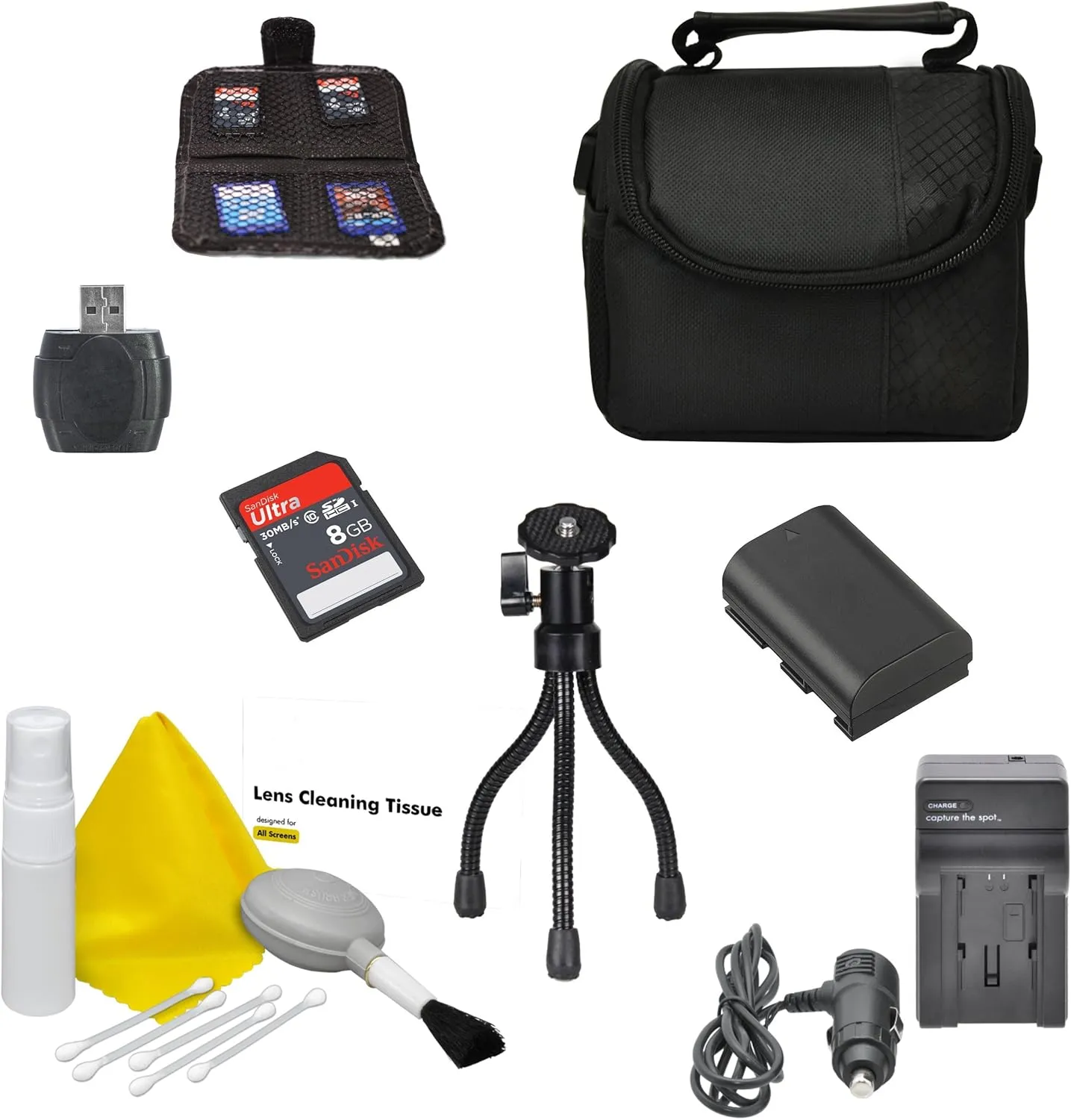 Professional Kit for NB-5L Battery with charger, for Canon PowerShot SX210 IS camera includes: Carrying bag - Table Top Tripod - SD Card Bundle - Camera Cleaning Supplies.