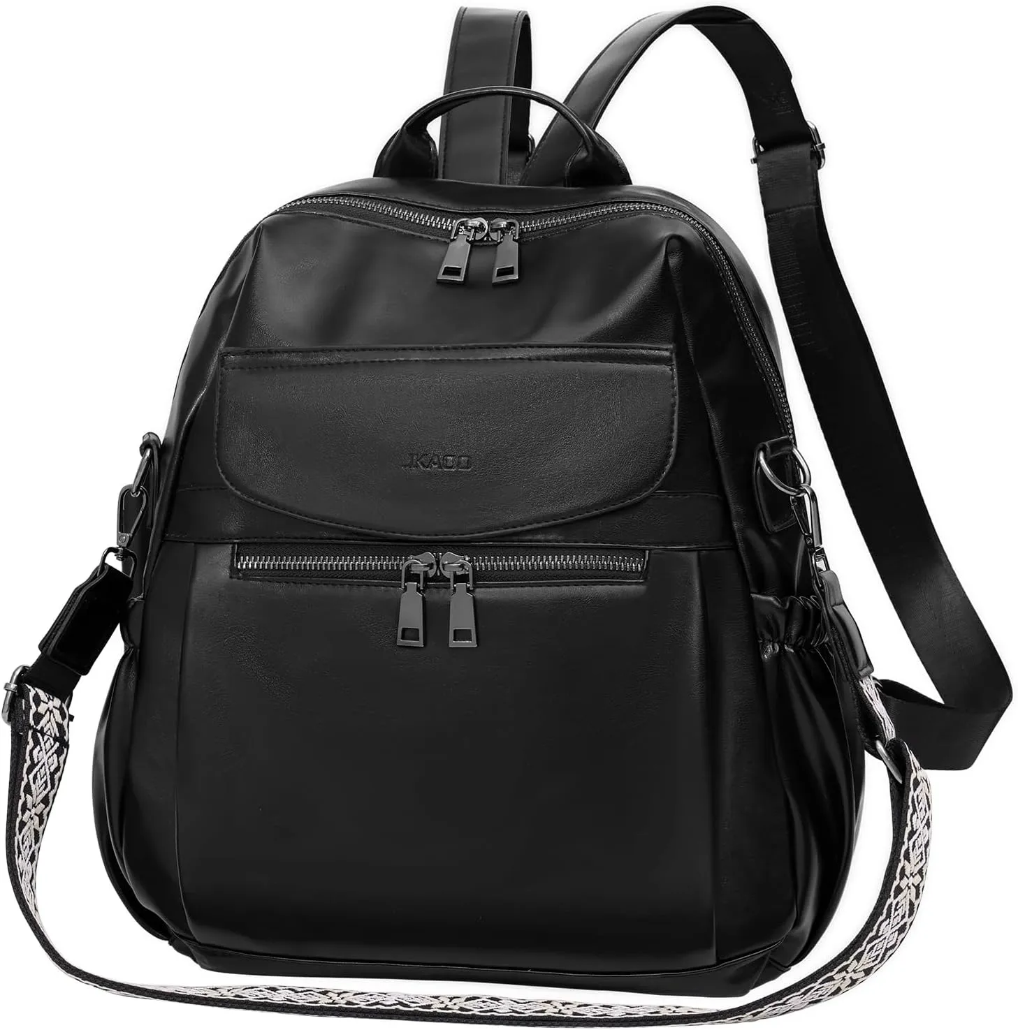PU Leather Backpack Purse for Women, 12.9 Inch Ladies Fashion Backpack Purse Designer Convertible Travel Backpack (Black)