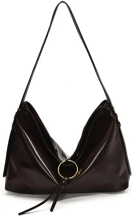 PU Leather Hobo Bag - Slouchy Shoulder Tote for Women