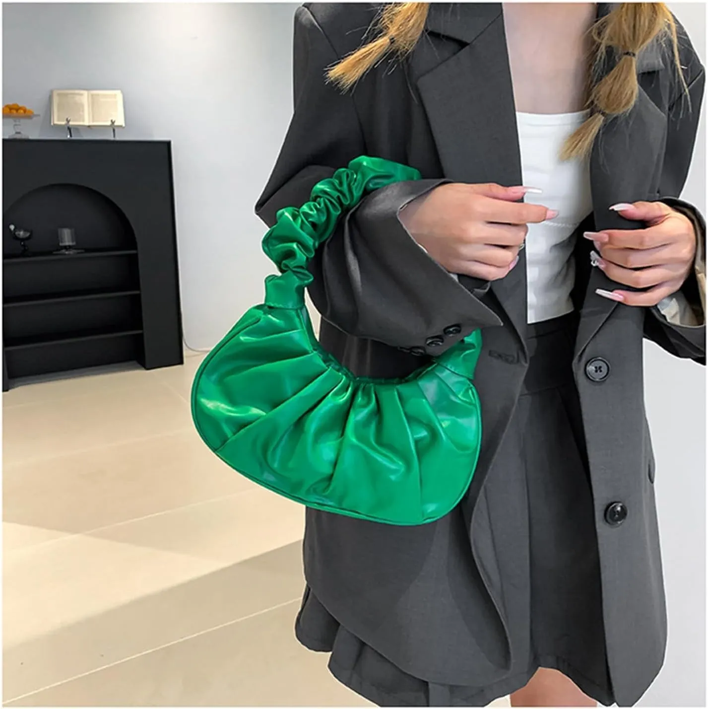 PU Leather Tote Bags for Women Small Tote Hobo Shoulder Bag PU Leather Hand Bag Underarm Bag for Work Travel