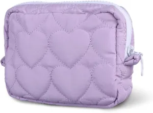 Puffy Quilted Makeup Bag Heart Quilted Cosmetic Bag Cute Puffer Toiletry Bag Heart Pattern Makeup Pouch Aesthetic Travel Essential Makeup Brushes Bag