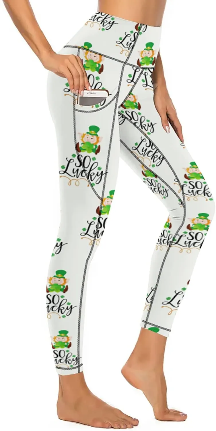 QIVICIMA Womens High Waist Workout Leggings Halloween Christmas Gym Plaid Printed Tummy Control Yoga Pants with Pockets