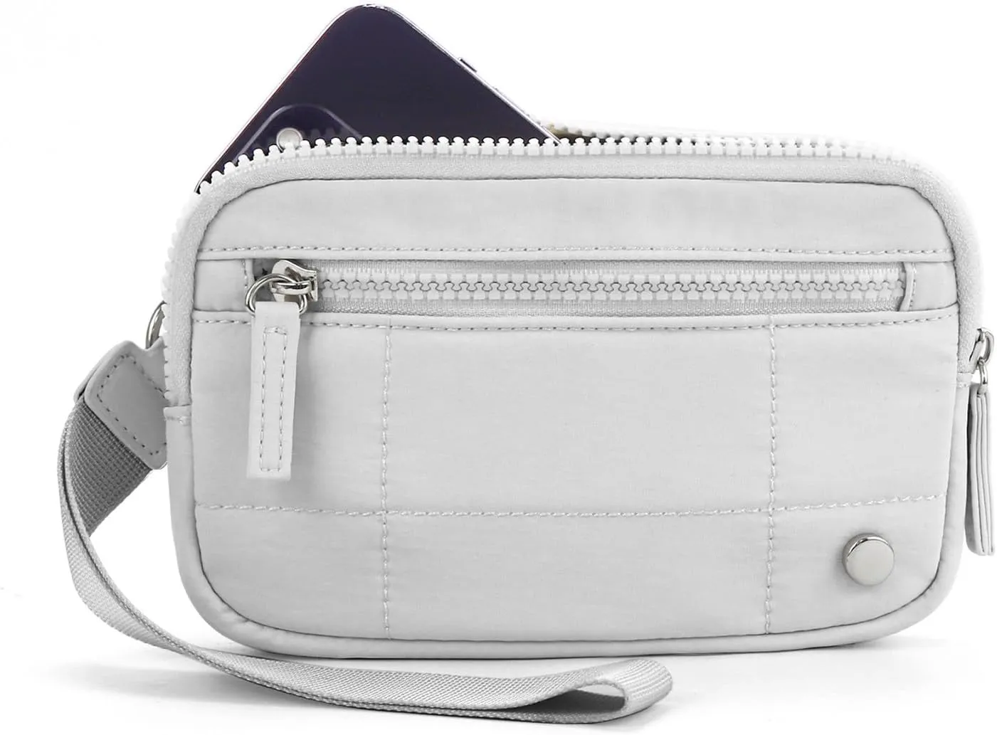 Quilted Wristlet Purse for Women Wallet with 3 Zipper Purse for Credit Card Holder Wristlet Zip Mini Pouch Wallet (A)