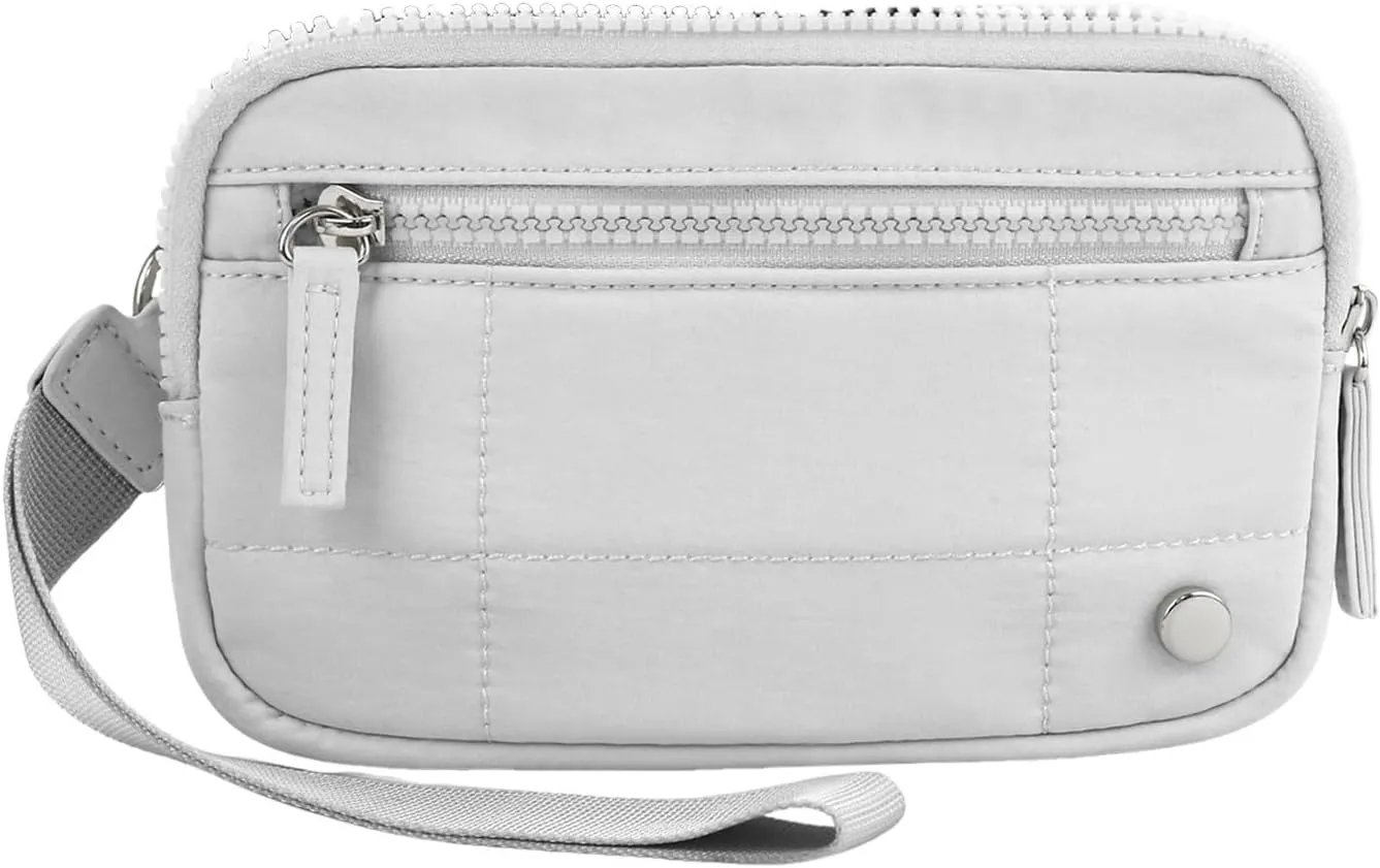 Quilted Wristlet Purse for Women Wallet with 3 Zipper Purse for Credit Card Holder Wristlet Zip Mini Pouch Wallet (C)