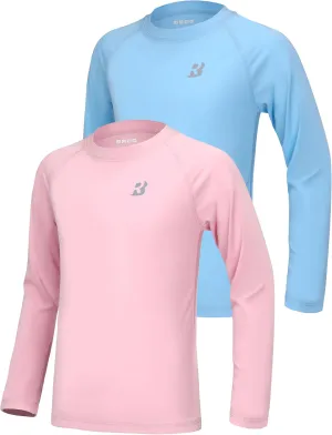 Roadbox Boys UPF 50  Rash Guard Swim Shirt, Kids Long Sleeve Sun Protection Shirts, Youth UV Athletic Beach Rashguard