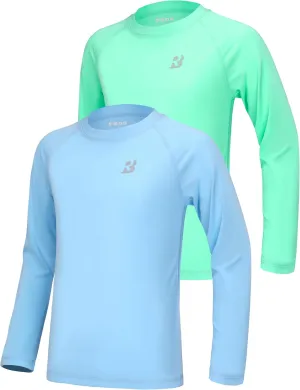 Roadbox Boys UPF 50  Rash Guard Swim Shirt, Kids Long Sleeve Sun Protection Shirts, Youth UV Athletic Beach Rashguard