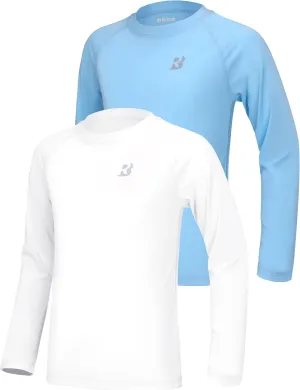 Roadbox Boys UPF 50  Rash Guard Swim Shirt, Kids Long Sleeve Sun Protection Shirts, Youth UV Athletic Beach Rashguard