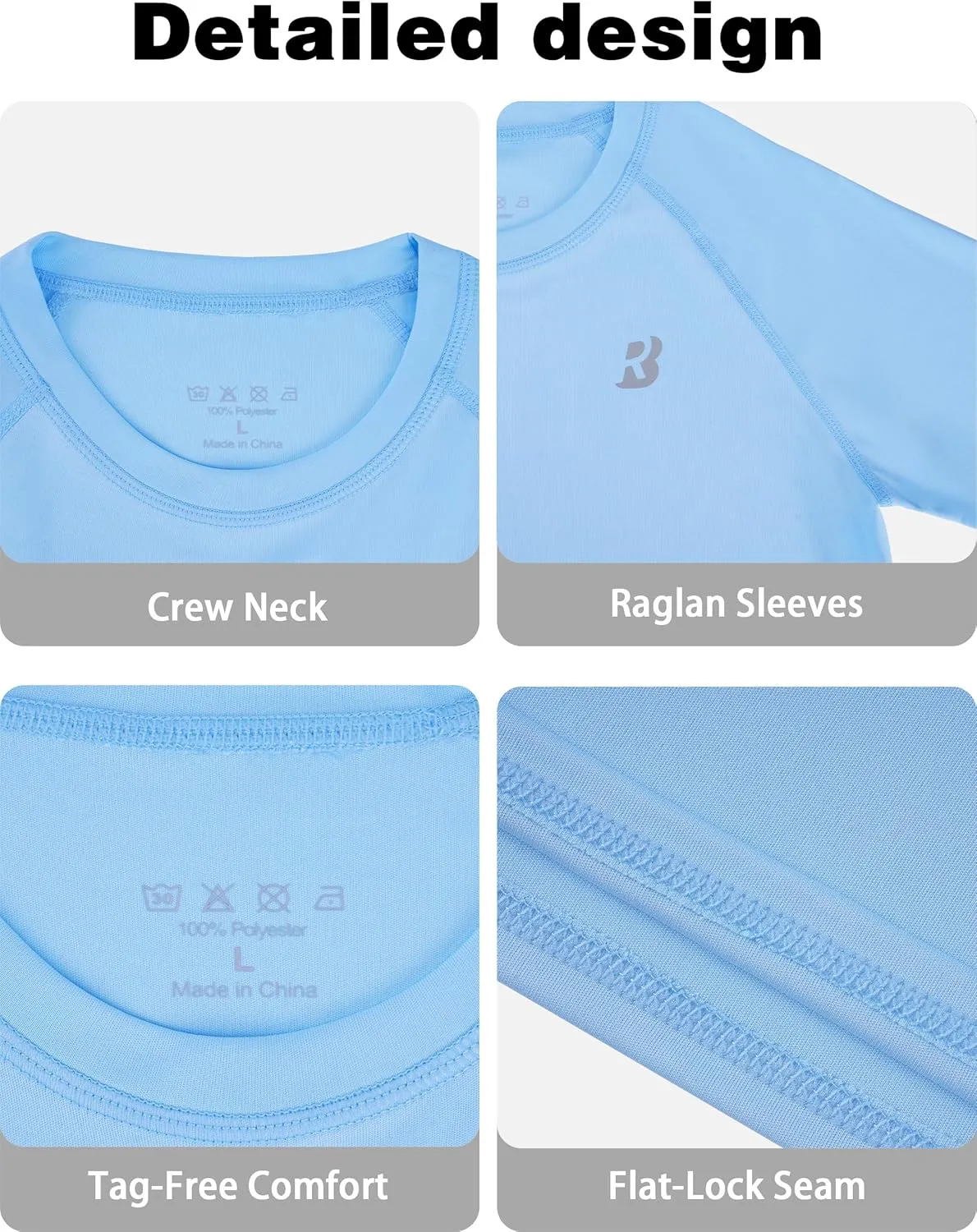 Roadbox Boys UPF 50  Rash Guard Swim Shirt, Kids Long Sleeve Sun Protection Shirts, Youth UV Athletic Beach Rashguard
