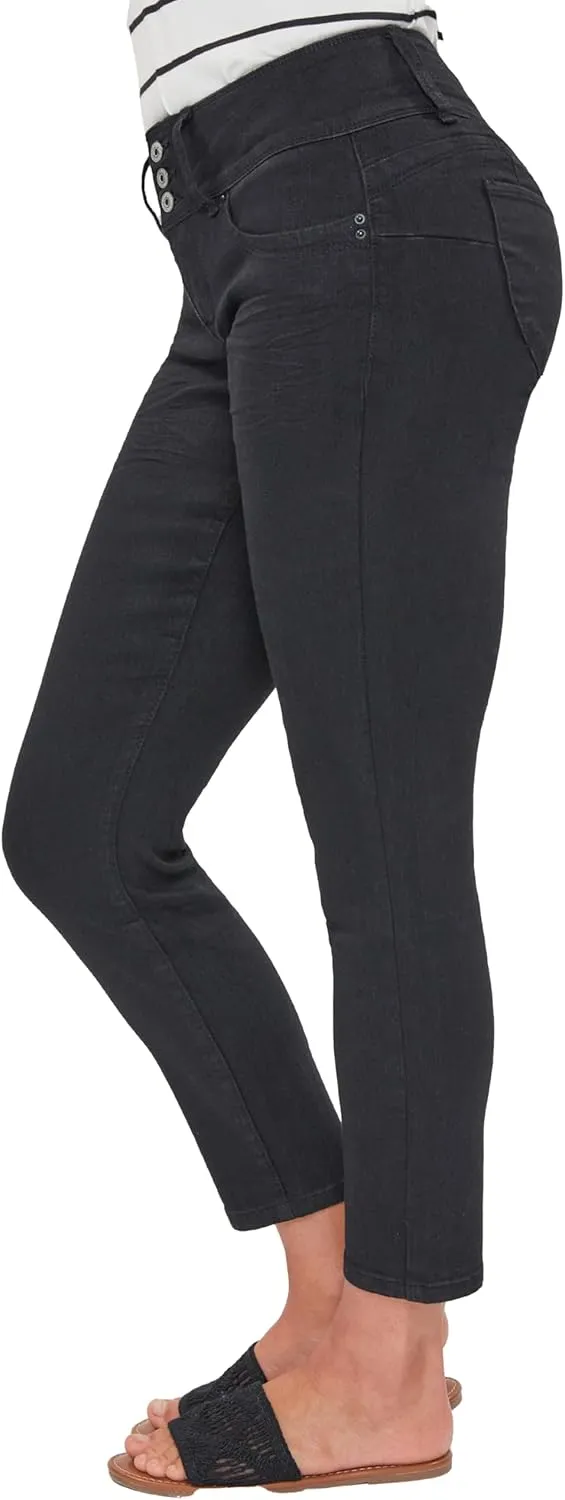 Royalty For Me Women's Petite Wannabettabutt 3 Button Skinny Ankle Jean with Recycled Fiber