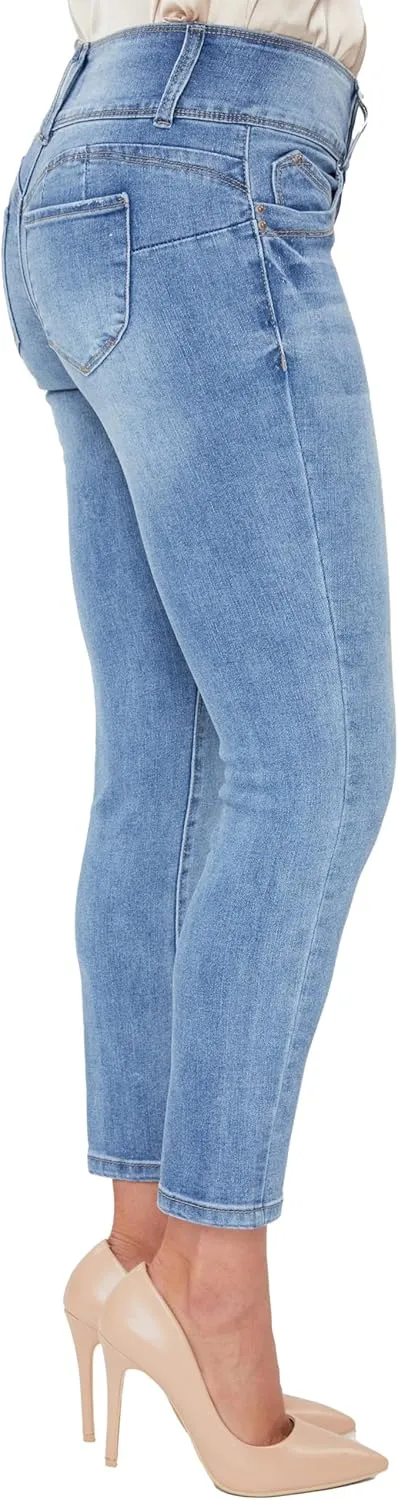 Royalty For Me Women's Petite Wannabettabutt 3 Button Skinny Ankle Jean with Recycled Fiber