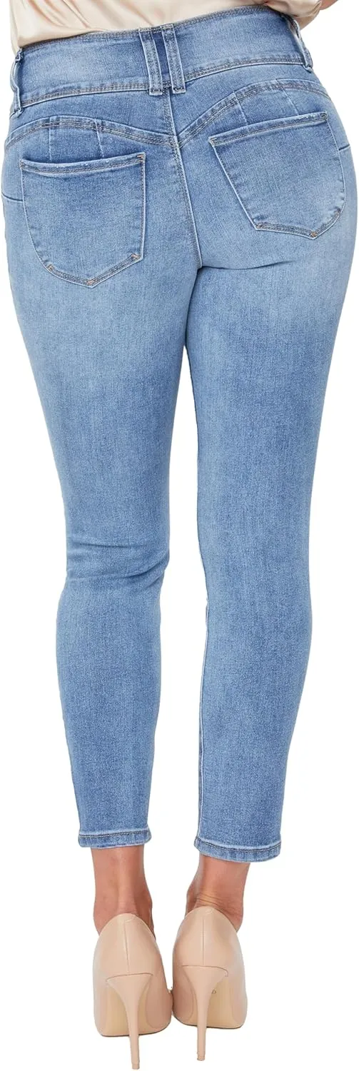 Royalty For Me Women's Petite Wannabettabutt 3 Button Skinny Ankle Jean with Recycled Fiber