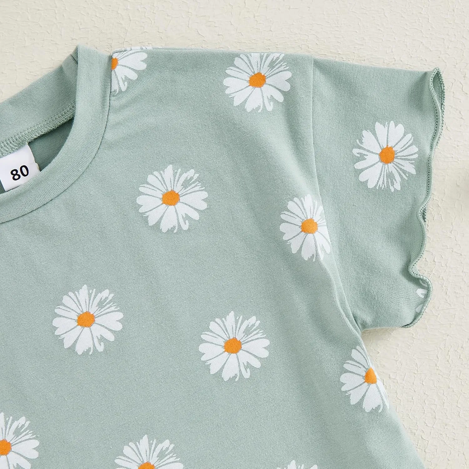 SAYOO Toddler Baby Girls Daisy Clothes Flower Print Batwing Crop Top T-shirt Wide-Leg Long Pants 2pcs Casual Princess Oufit