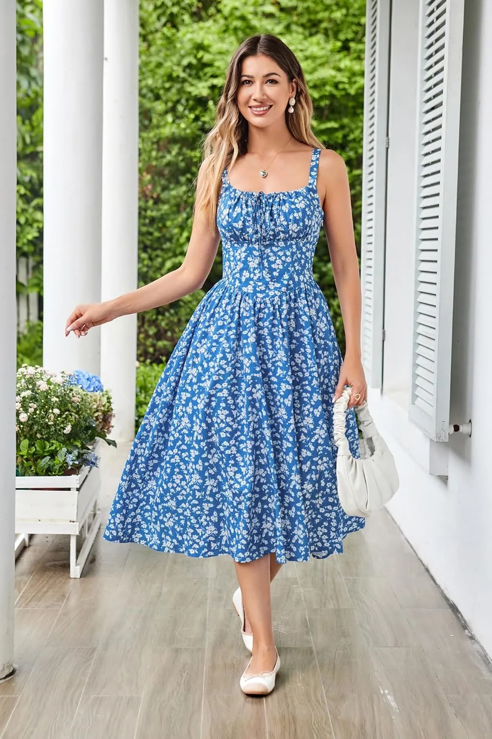 Scarlet Darkness Floral Printed Corset Dress Ruched Bust Cami Dress Flowy Sundress