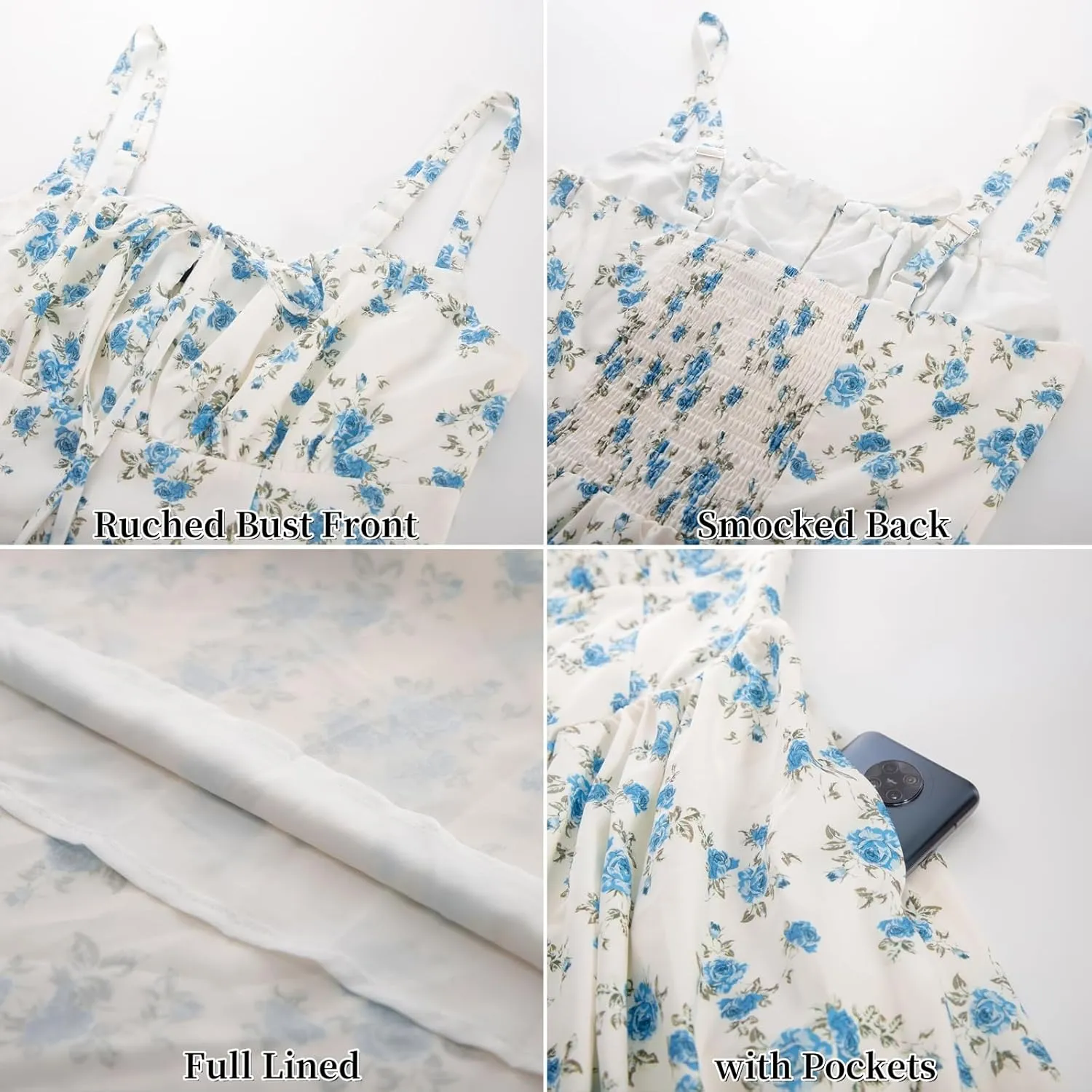 Scarlet Darkness Floral Printed Corset Dress Ruched Bust Cami Dress Flowy Sundress
