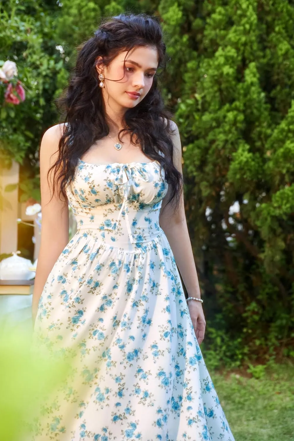 Scarlet Darkness Floral Printed Corset Dress Ruched Bust Cami Dress Flowy Sundress